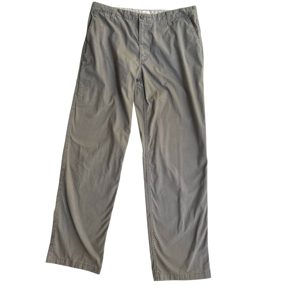 Dockers Gray Signature Khaki Pants 36x34 Comfort Stretch Orange Lining
